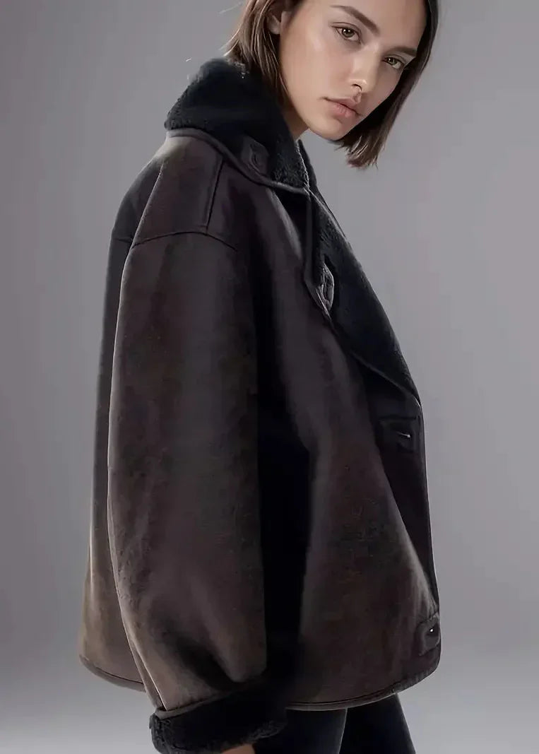 jacket Long Effet Cuir